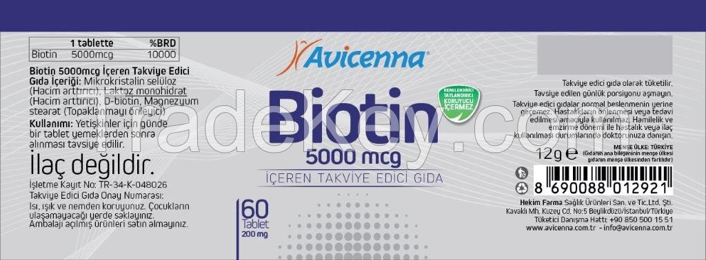 Biotin Tablet 5000 mcg / Biotin Supplement For Hair Nail and Skin