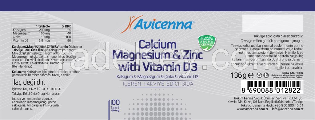 Calcium Magnesium Zinc Vitamin D3 Tablet Improve Bone Density Supplement