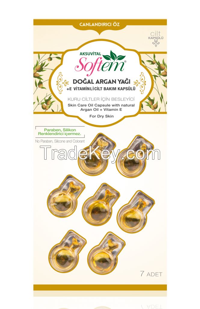 Facial Oil Skin Capsules Herbal Rose Oil and Vitamin E for Oily Skins