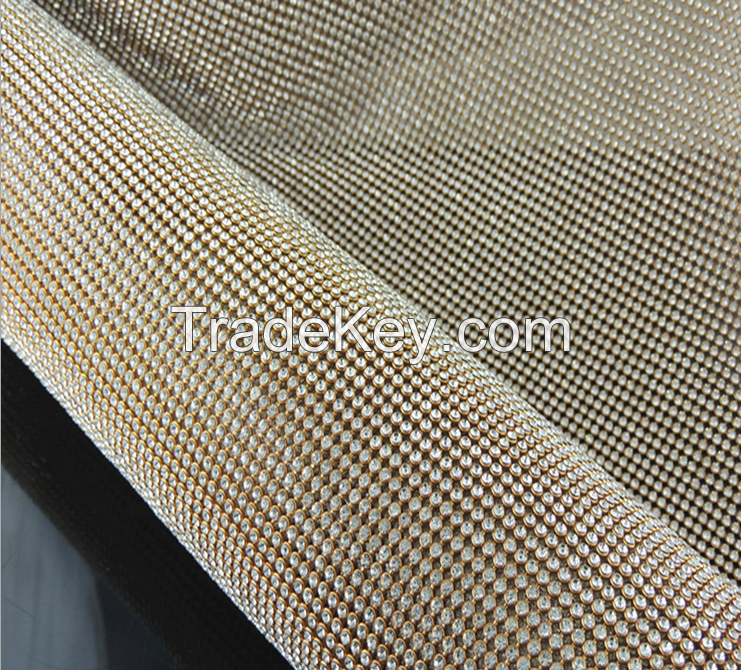 White Golden-bottom Aluminum Rhinestone Mesh Cloth