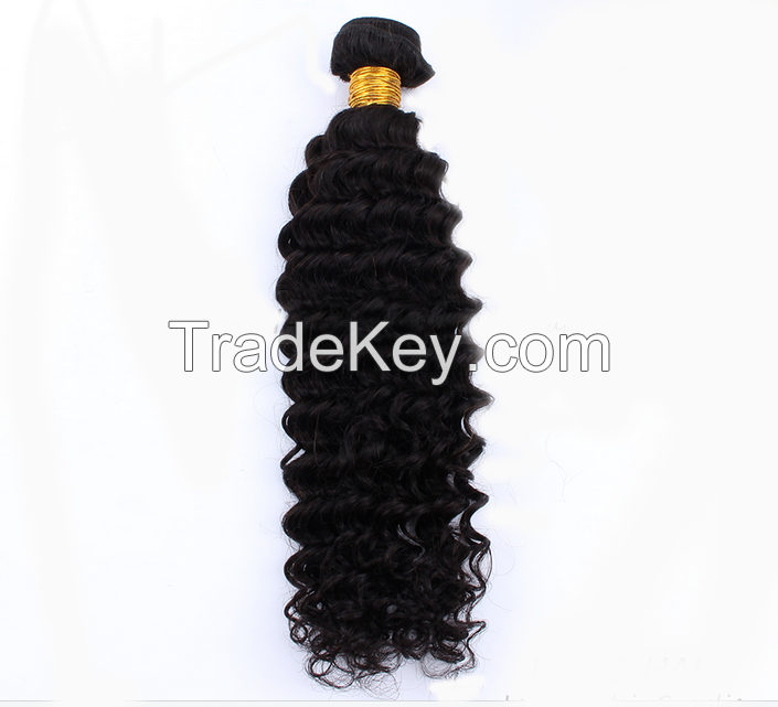 Good quality virgin remy hair Brazilian deep wave natural black