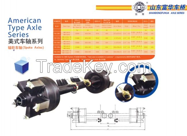 spoke axle for trailer