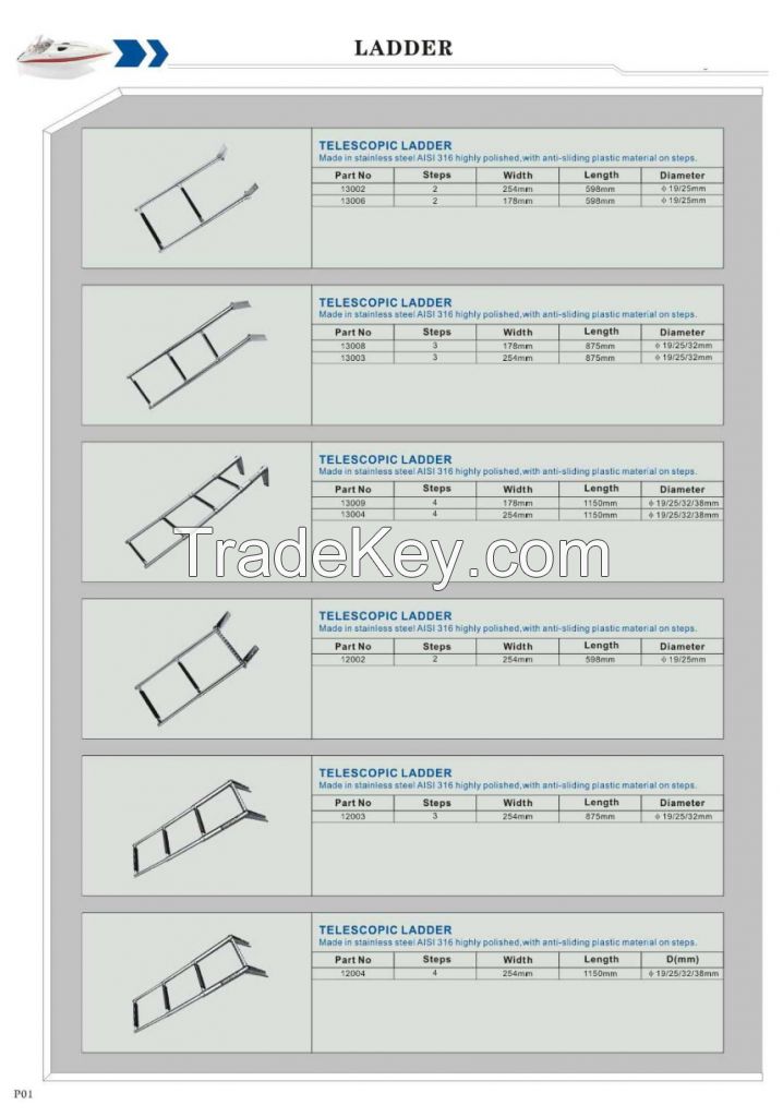 4 Steps Telescoping Stainless Steel Boat Ladder Information