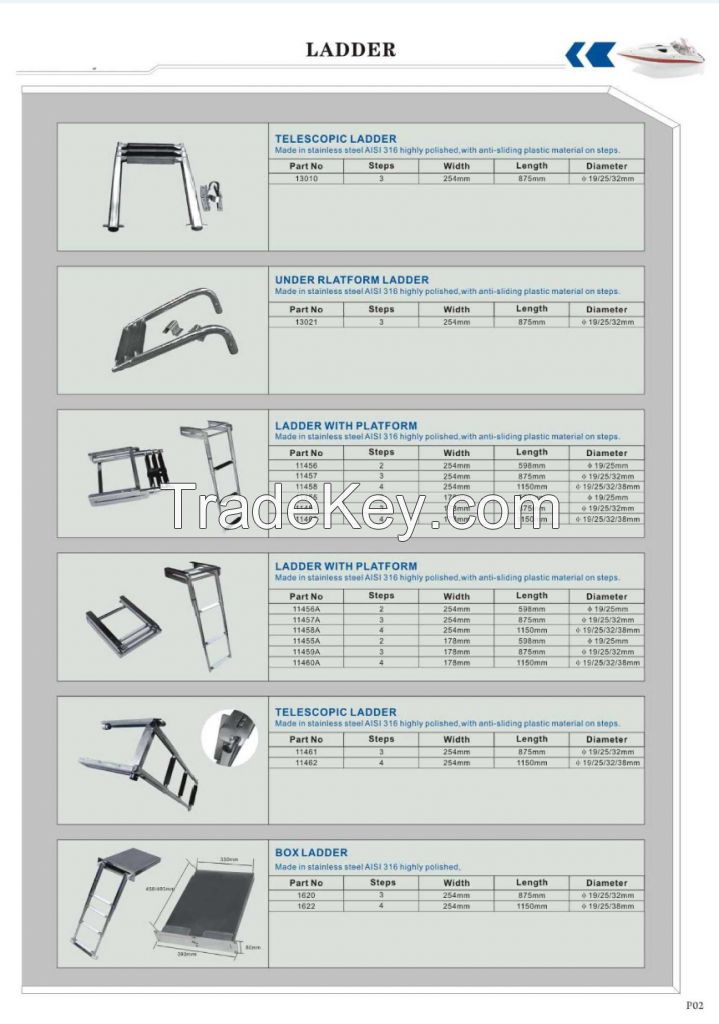 4 Steps Telescoping Stainless Steel Boat Ladder Information