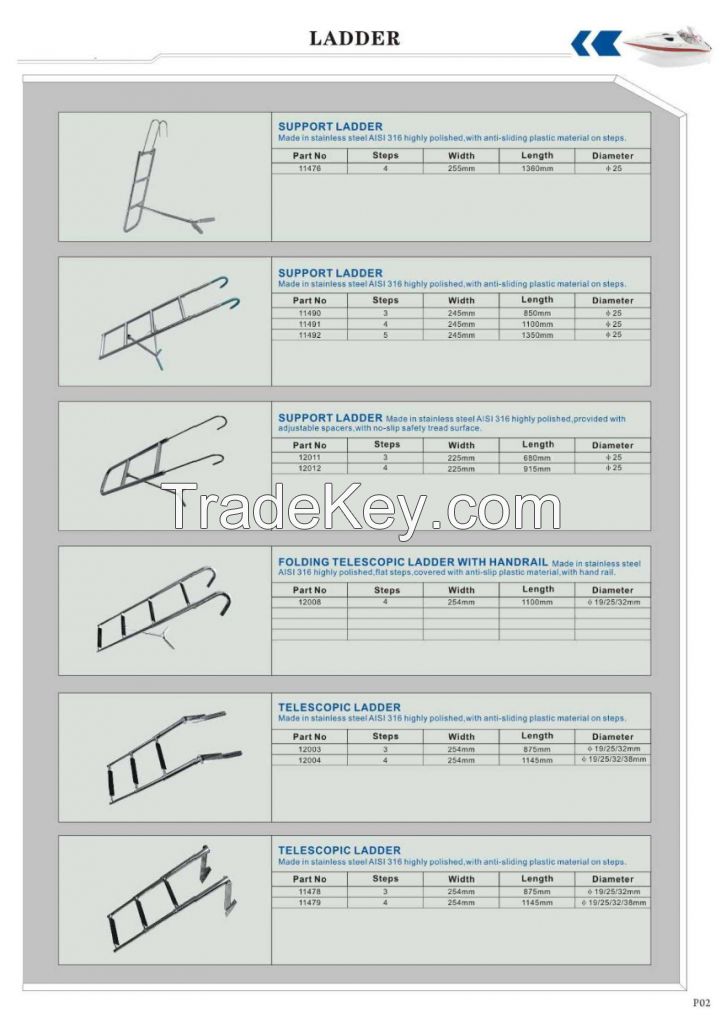 2/3/4 Steps Telescoping Stainless Steel Boat Ladder Information