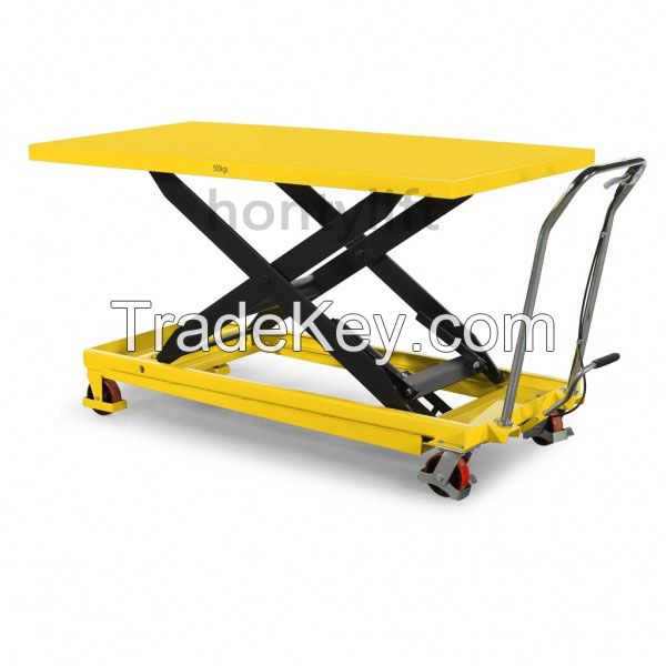 CE china supplier offers 500 kg cheap hand scissor lift wheel with han