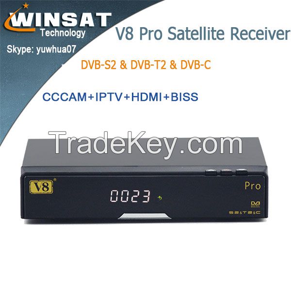 Last Version Full HD 1080P DVB-S2 DVB-T2 Set up Box V8 Pro  Support IPTV satellite receiver