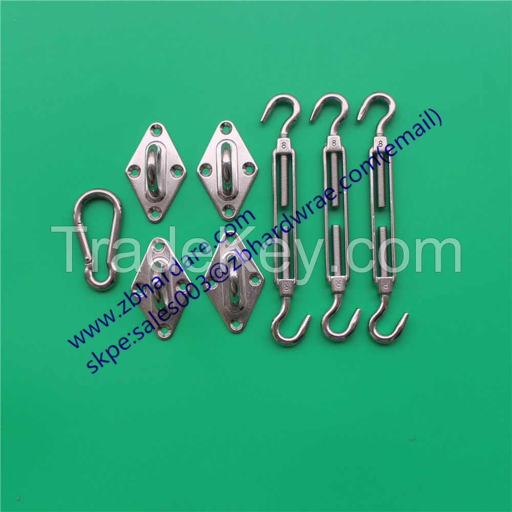 8 pcs M8 size stainless steel retangle shade sail hardware kit