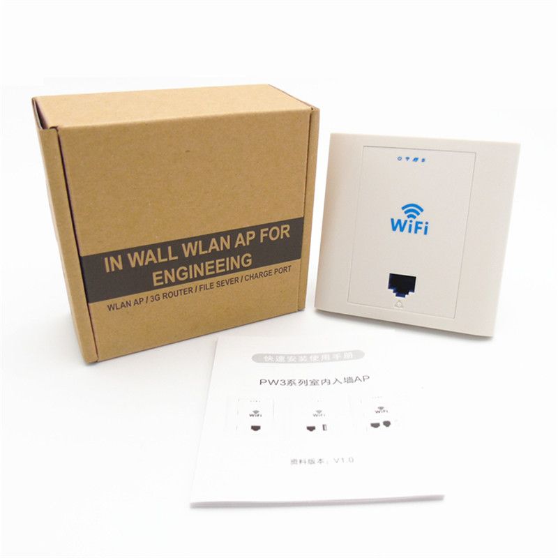 48VPW303 White 300Mbps In Wall Hotel AP Access Point POE Output 48V Standard for Hotel, Home, Office