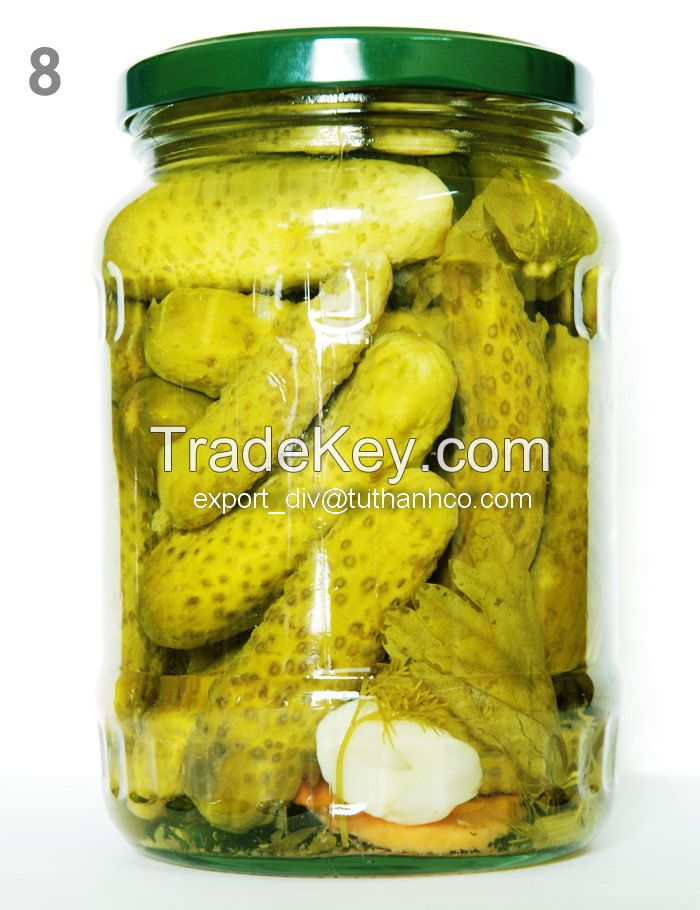 canned pineapples and pickled cucumber