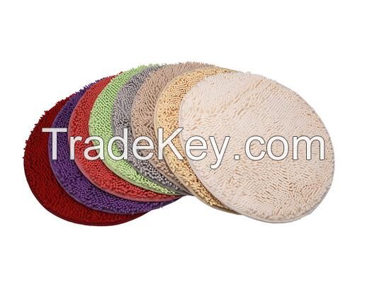 Popular 100% Polyester Chenille PVC Backed Non Slip Round Door Mat