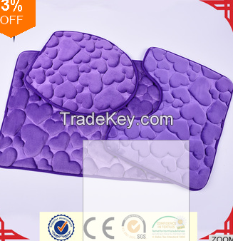 Microfiber Memory Foam Bathroom Use 3pcs Softtextile Bath Mat Set