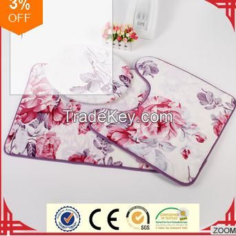 Luxury With Beautiful Floral Printed Super Soft 3 Piece Bath Mat Set