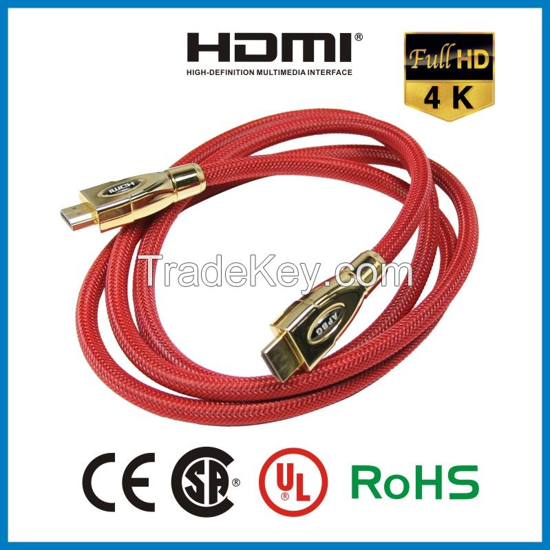 Metal HDMI Cable v2.0 Gold High Speed HDTV UltraHD HD 2160p 4K 3D