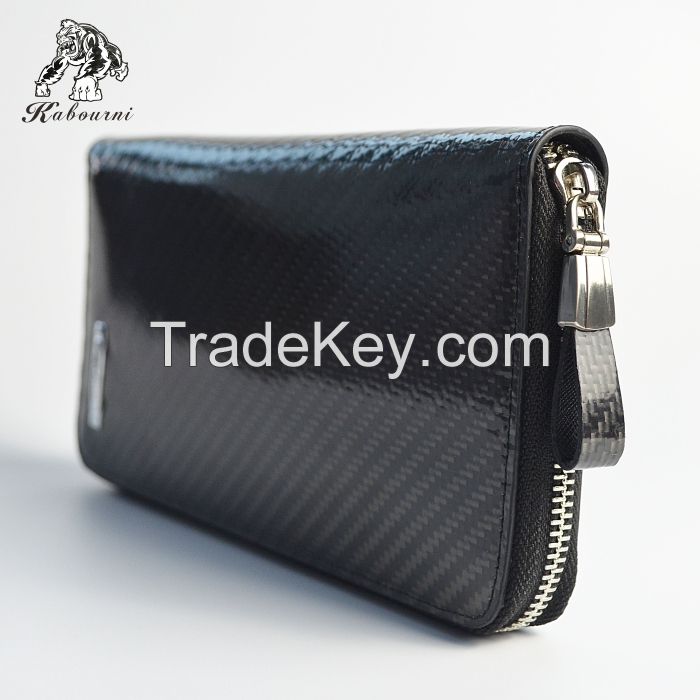 2015 new carbon fiber hand bag hot sell 3K twill glossy TPU Clutches Designer Male Long Wallets Luxury Black Money Clips Purse