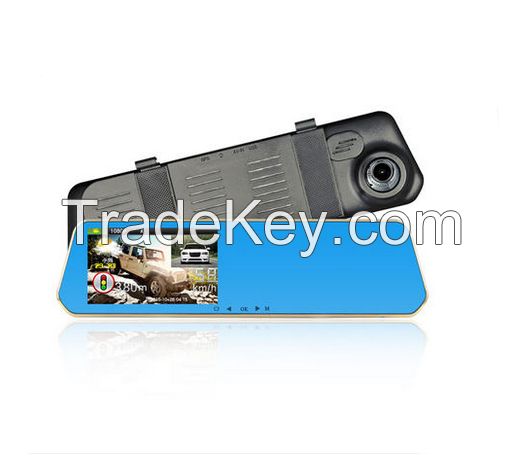 5.0-inch Full HD Display Dual Lens Car Rear-view Mirror Recorder with Radar Detector