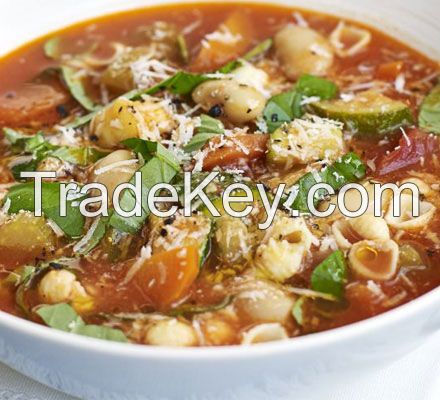 Italian Vegetable Soup With Green Peas, Parsley And Onions