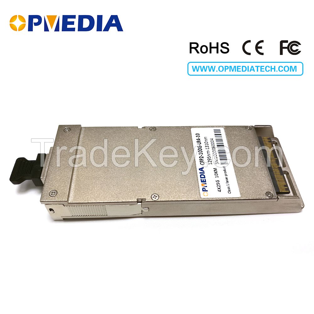 100G LR4 CFP2 transceiver, 100G 1295nm~1310nm 10KM CFP2 optical module, 4x25G four channel CFP2 module, compatible with cisco, hp, huawei, h3c, extrem, IBM, netgear, juniper, foundry, intel etc equipments.