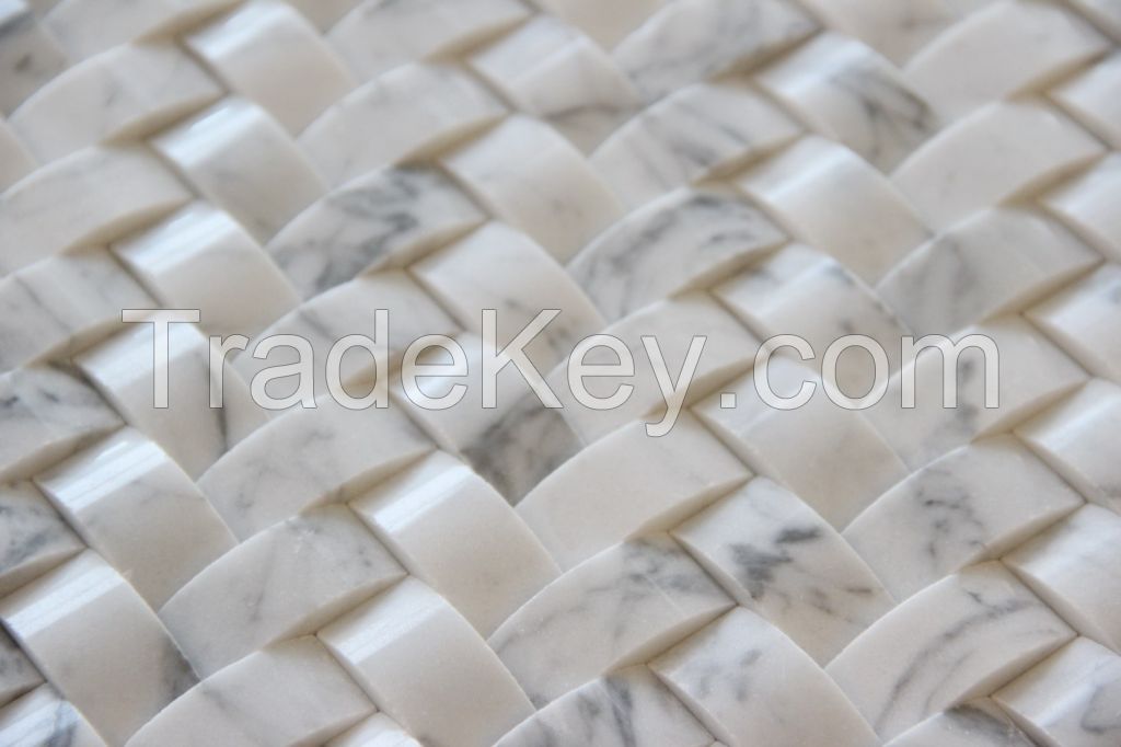 Venato Carrara tile, Mosaic, square with flower pattern