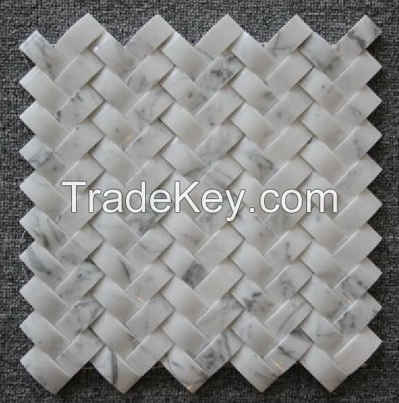 Venato Carrara tile, Mosaic, square with flower pattern