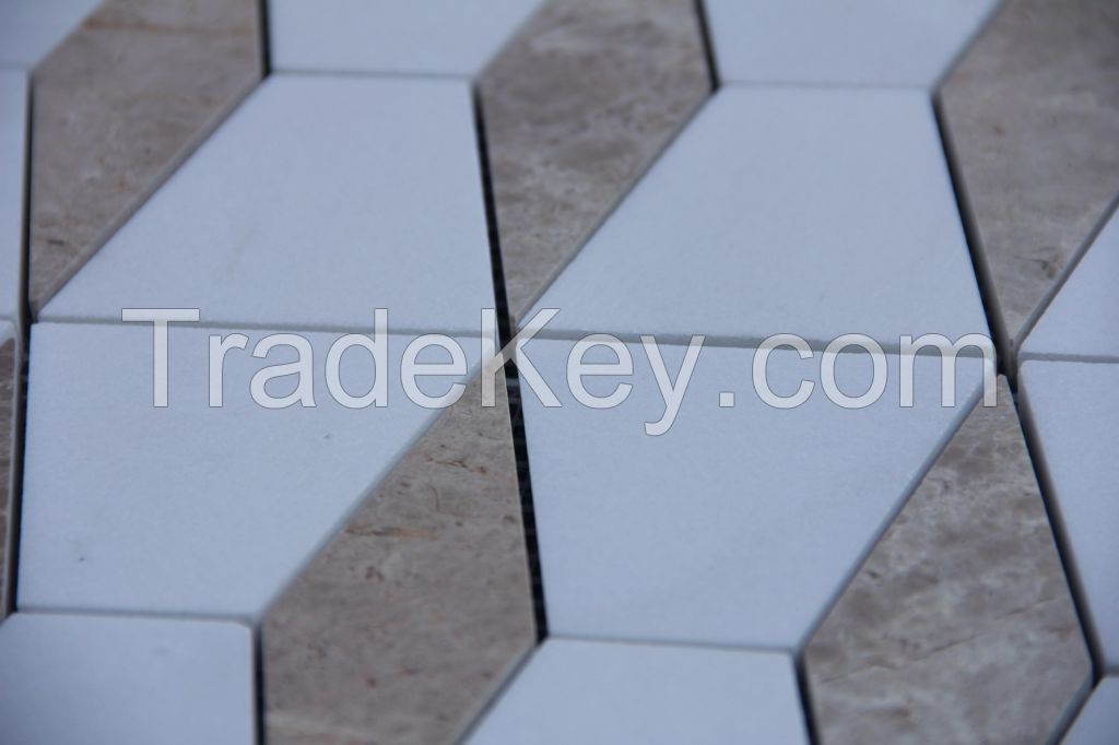 Sivec White and Light Emperador Mosaic