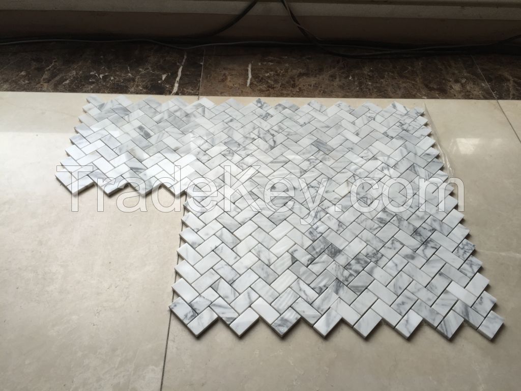 Italy Venato Carrara Herringbone  Mosaic Tile