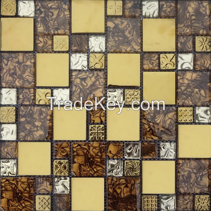 Gold Foil  mosaic ,Gold chips mixed, metal tile , glass mosaic