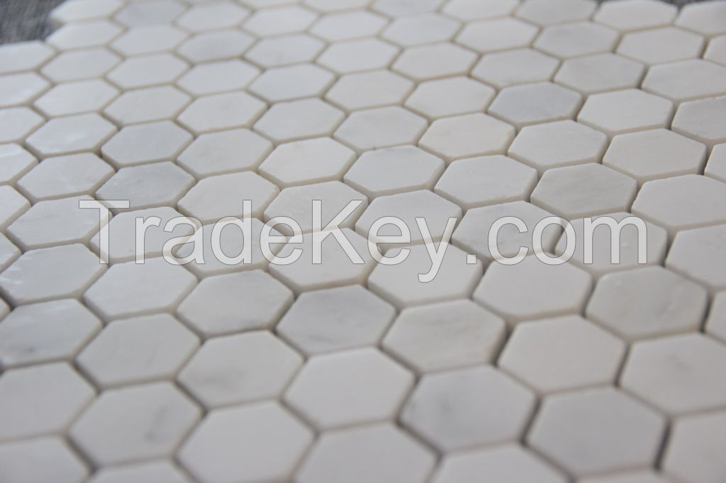 Carrara White MosaicTile White marble mosaic; hexagon polished 