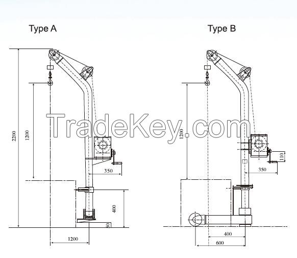 Provision davit by manual