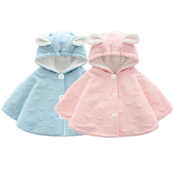 Colorful soft warm fleece baby cape cute ears design infant toddler baby clothing coat