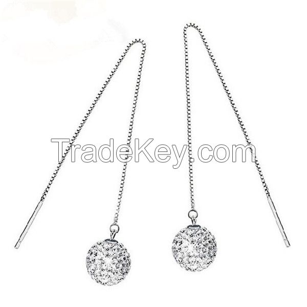 Personalized Fashion Ball Pendant Silver Earring Jewelry