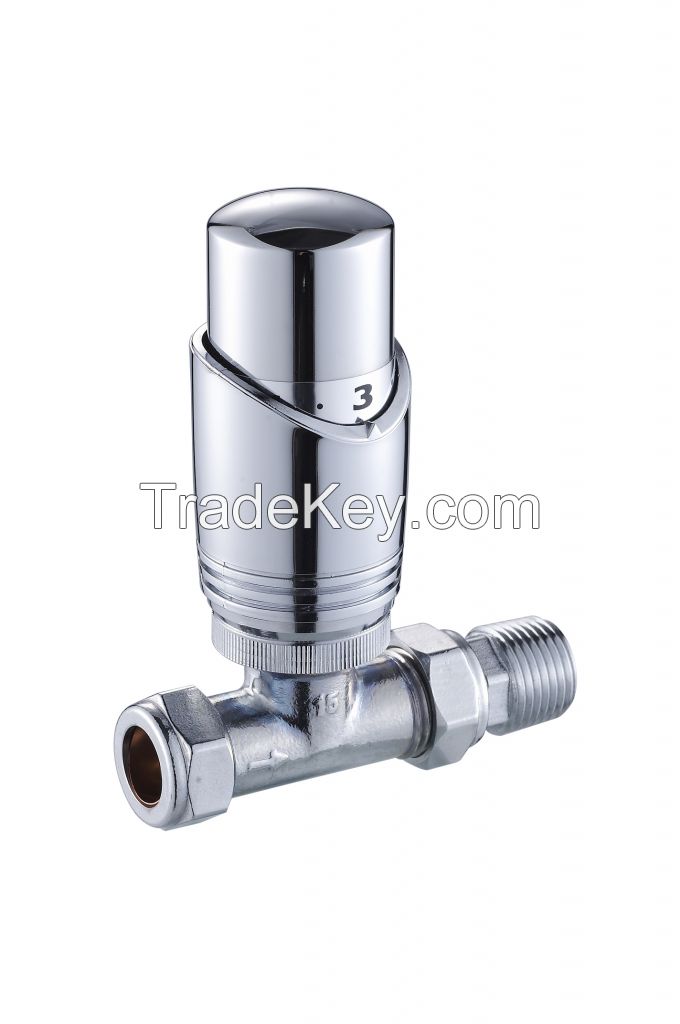 Liquid Sensor Thermostatic Valve Head, Brass Straight TRV, Chromed The