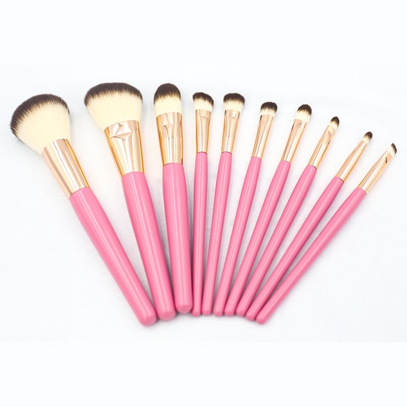 New pink 10 pcs makeup brush set