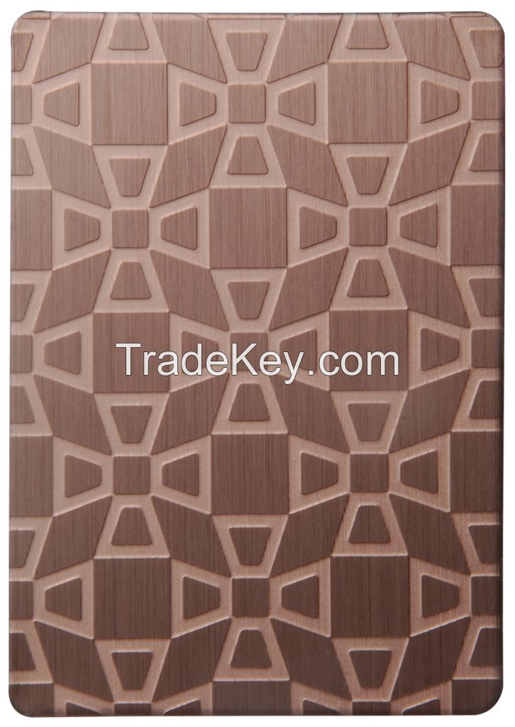 Rose Gold Mirror Finish, Etched, Embossed, Stainless Steel Sheets