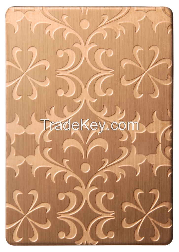 Rose Gold Mirror Finish, Etched, Embossed, Stainless Steel Sheets