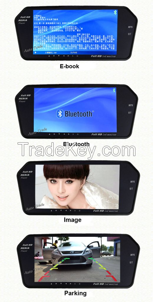 7 Inch Car Mirror Monitor 12V Car Rearview Mirror Monitor for Rear Vie