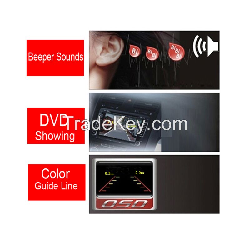 3in1 Car Parking Sensor Backup Radar with LED Waterproof Rear View Cam