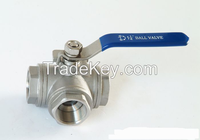 SS304 1/2&quot;FNPT three way ball valve