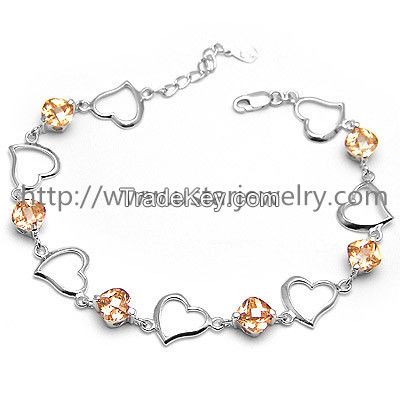 Fashion European Style Love Charm Silver Bracelet