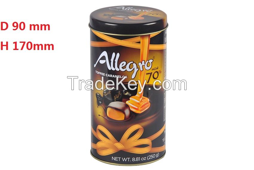 round candy tin box, food tin box