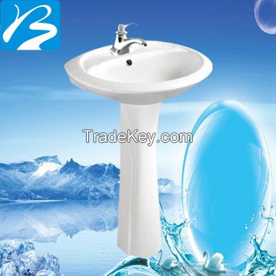 Complete Tradiational Bathroom Ceramic 1 Tap Hole Basin Sink With Full Pedestal