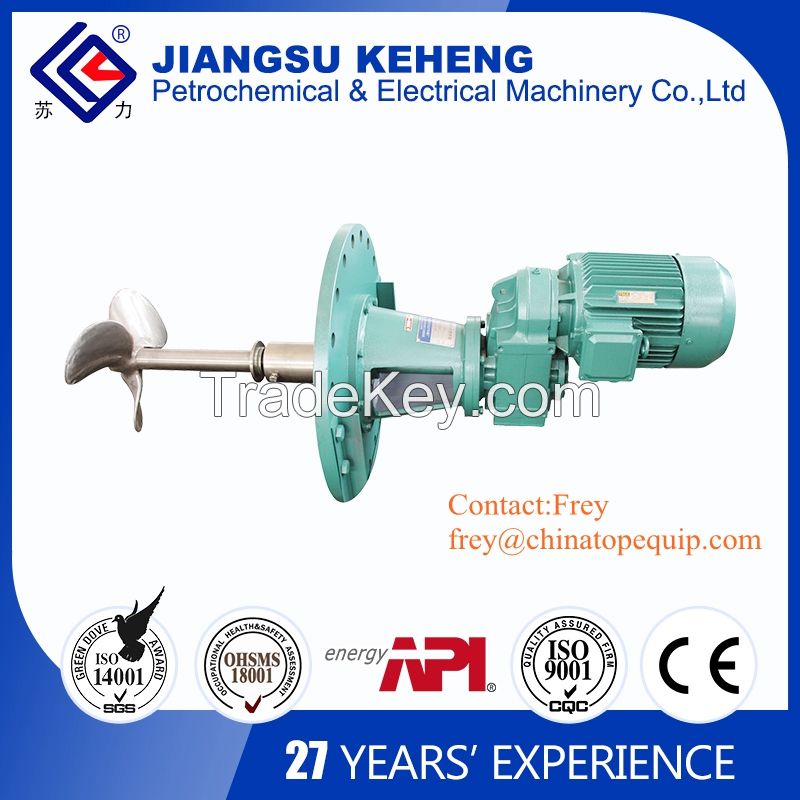 Oil tank side entry mixer, submersible mixer