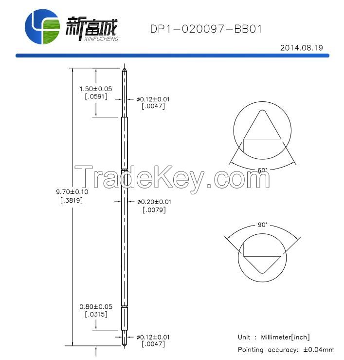 DP1-020097-BB01 dia 0.20mm length 9.70mm test probe and super thin with gold plated test needle