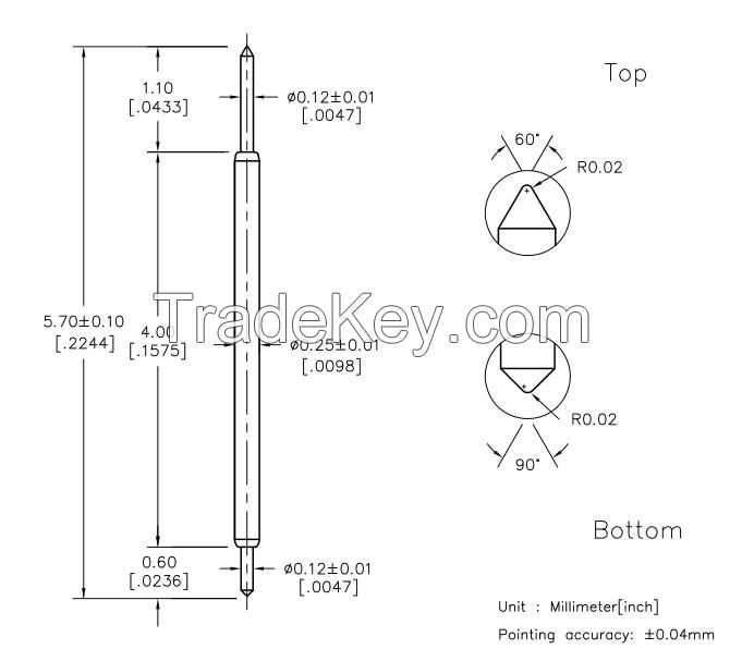 gold detector and test probe and current test pin with spring loaded