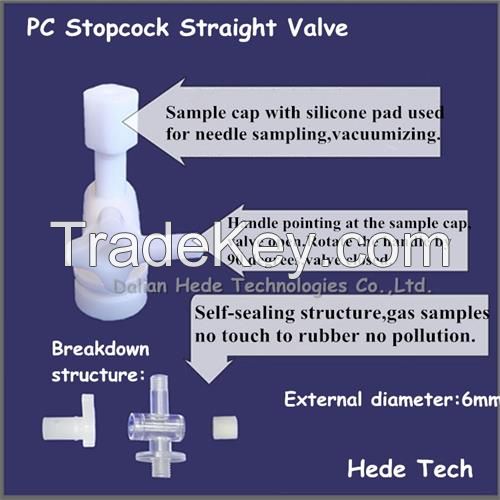 Aluminium-plastic Multi-Layer Foil film Air/Gas Sampling Bag  with stopcock straight PC valve silicone septum for syringe sampling 1L