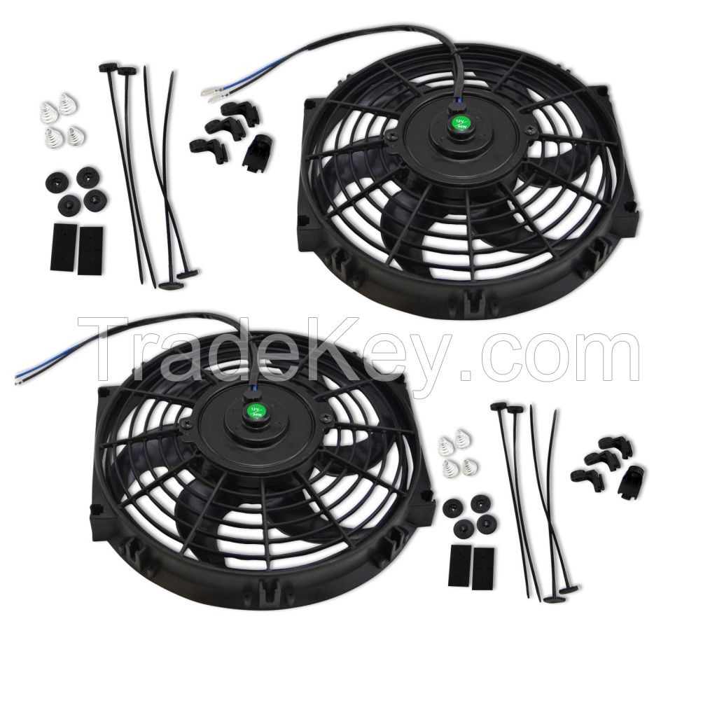 10" UNIVERSAL Condenser/Radiator auto BLACK HORSE Cooling Fan 12V 80w 1570 CFM