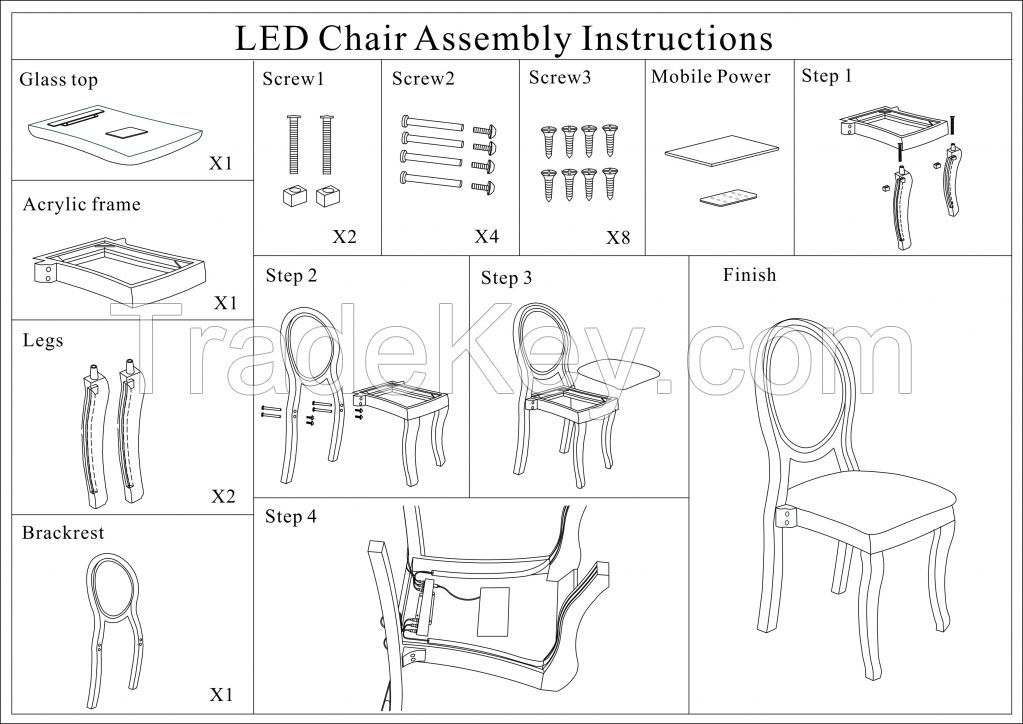 2015 Modern design cheap LED light acrylic dining chairs