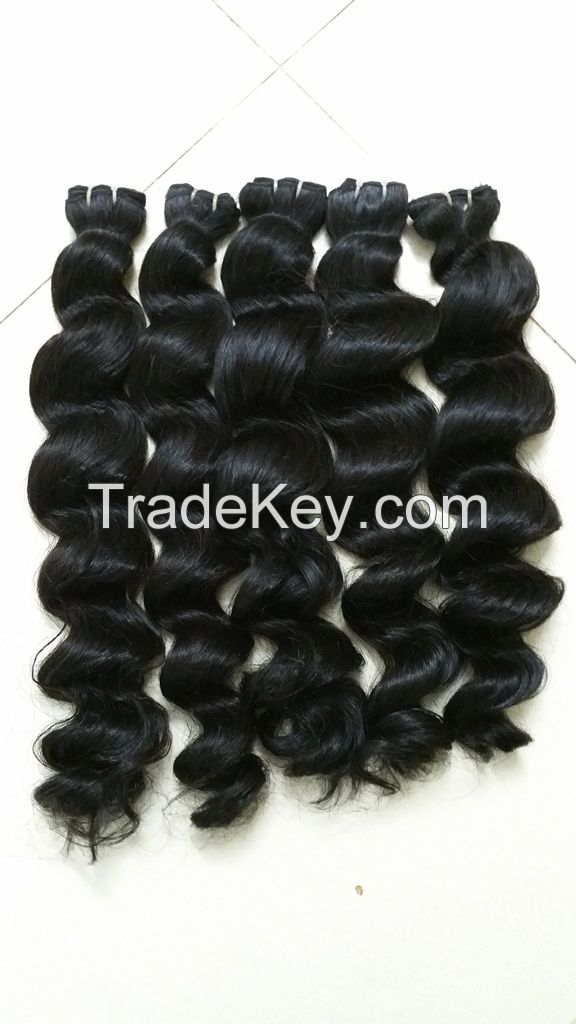 Vietnamese best wholesale price for 100% natural wavy/curly weft hair 10- 30 inches with highest quality