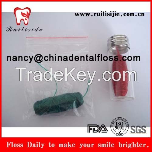 Glass bottle shaped colorful bottle shaped dental floss