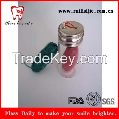 Glass bottle shaped colorful bottle shaped dental floss